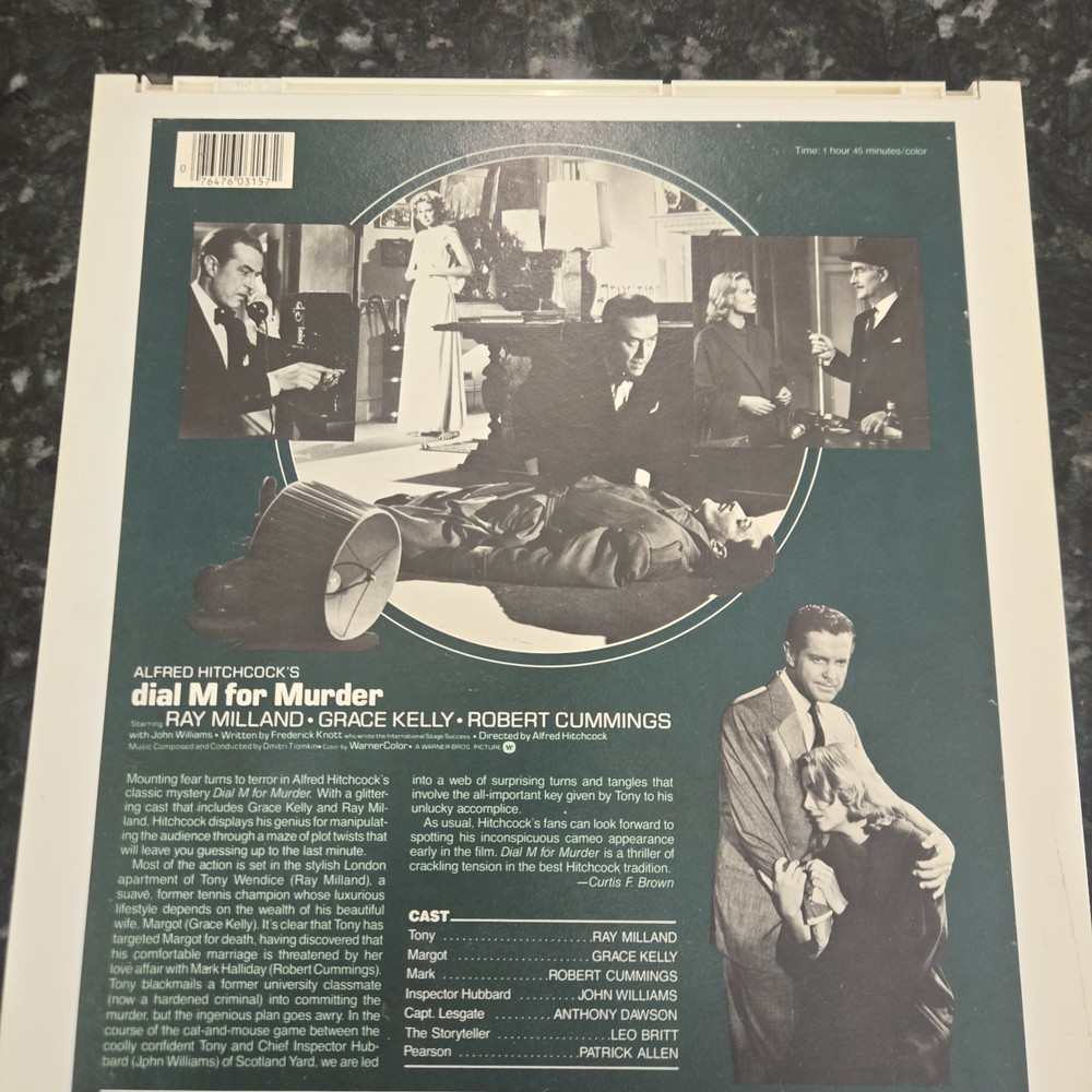 Dial M For Murder ced videodisc Rca Selectavision Grace Kelly