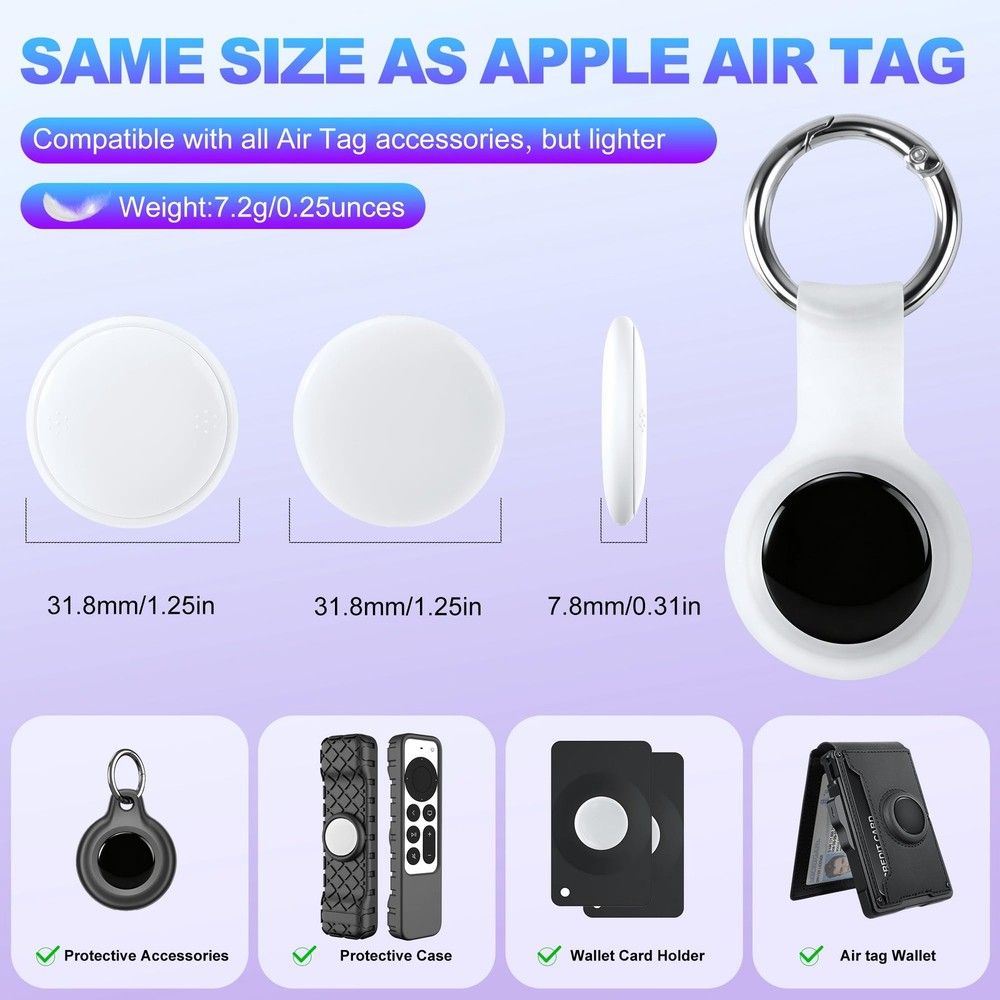 Air Tracker Tags-4 Pack, Dual System Smart Tag Compatible 4 Black/White