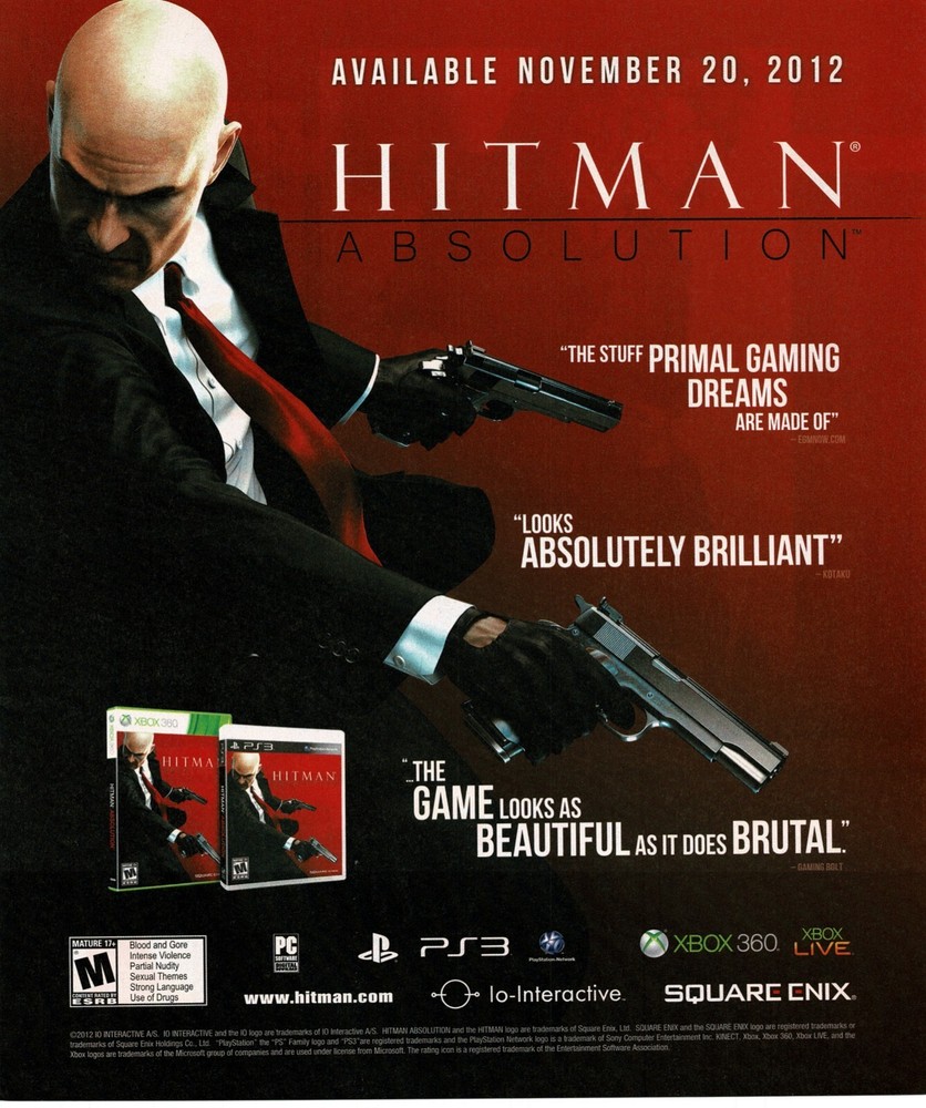 2012 Hitman Absolution Video Game Vintage Print Ad