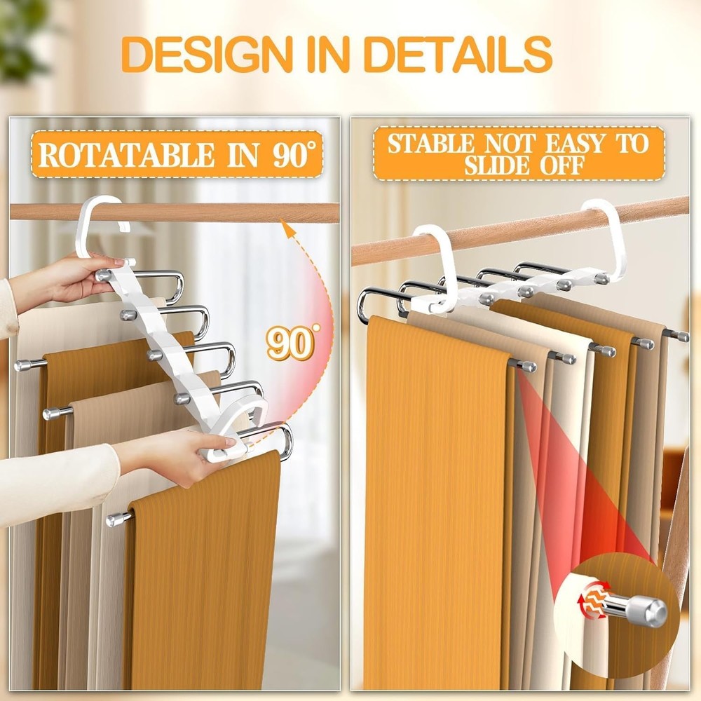 Pants Hangers Space Saving - 2 Pack - Closet Organizers and Storage, 2, Black