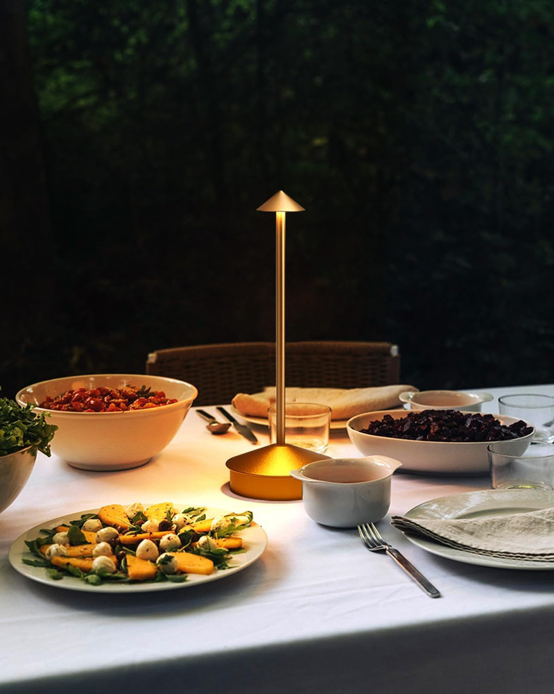 Gold 2-Pack Rechargeable LED Table Lamps, Waterproof & Dimmable, 6000mAh