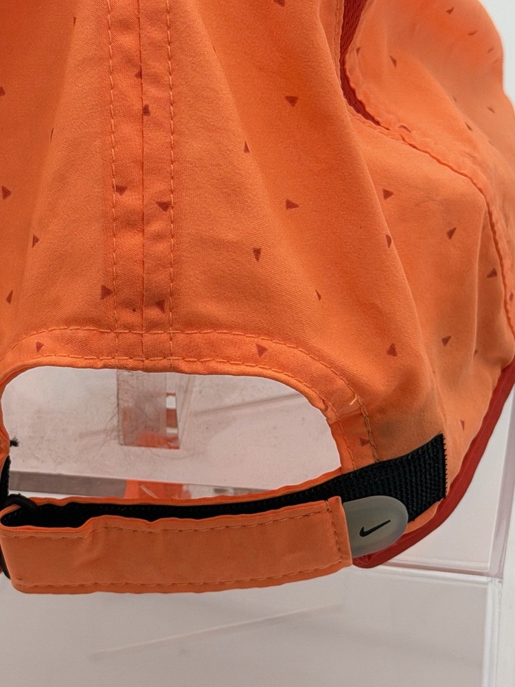 Nike Featherlight RUN Dri-Fit Hat Orange Triangle Pattern Adjustable Running Cap