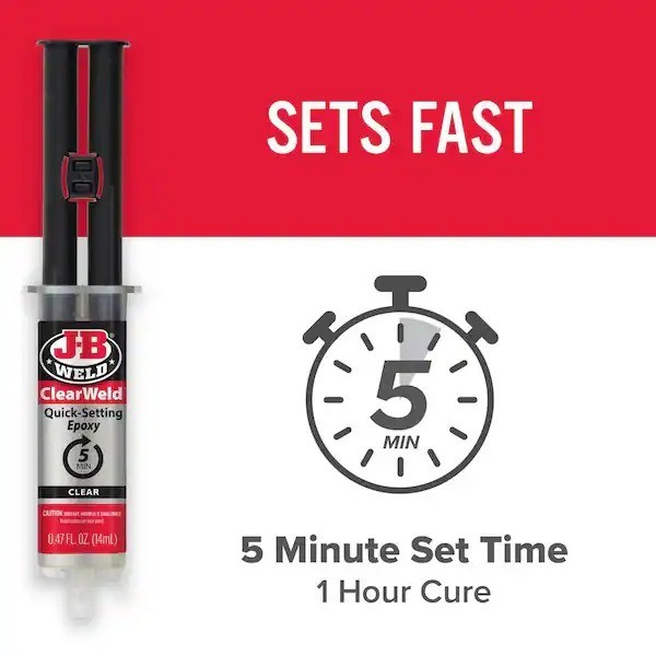 JB Weld 50114 ClearWeld Quick Setting Epoxy, Clear 0.47 oz.