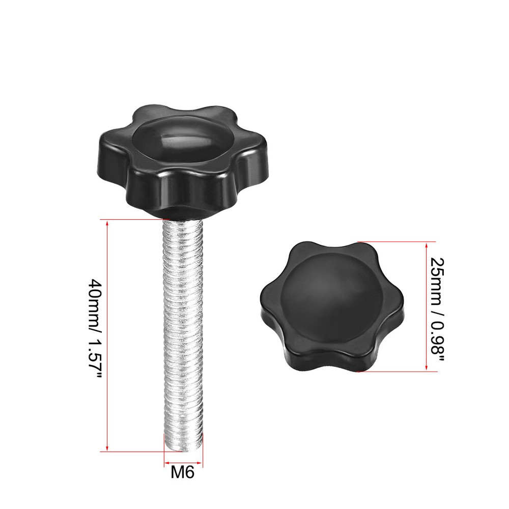 M6 ×40mm Male Threaded Star Screw Knobs Lock Handle 2pcs