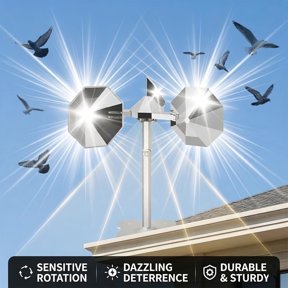 Bird Scare Reflective Device Wind Powered Spinning Silver Reflectors 2PK