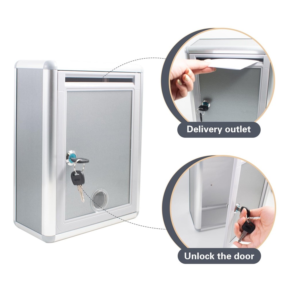Suggestion Drop Box with Lock, Multi-Purpose Wall Mount Aluminum Alloy Drop B...
