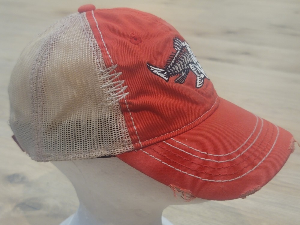 SKELETON FISH Baseball Adjustable Distressed Cap Hat by Outdoor Cap