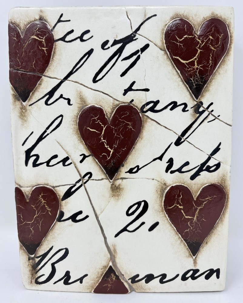 Sid Dickens Memory Block Tile T-01 - Red Hearts with Script - Retired