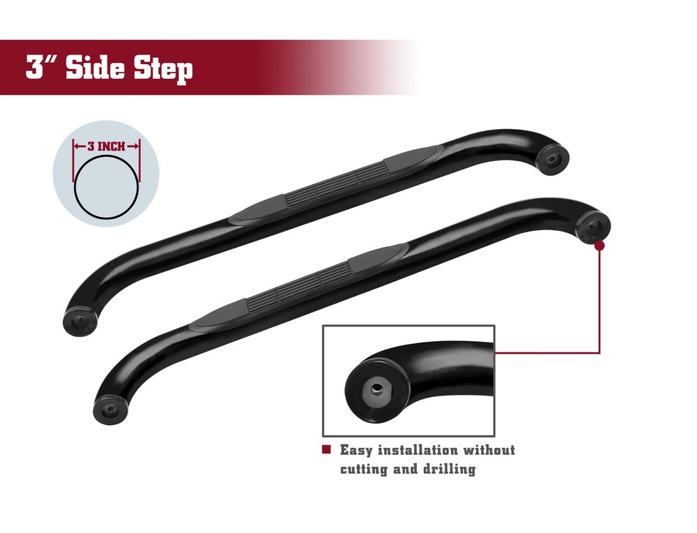 For 1998-2011 Ford Ranger Regular Cab 3" Side Step Rails Nerf Bars Running Board
