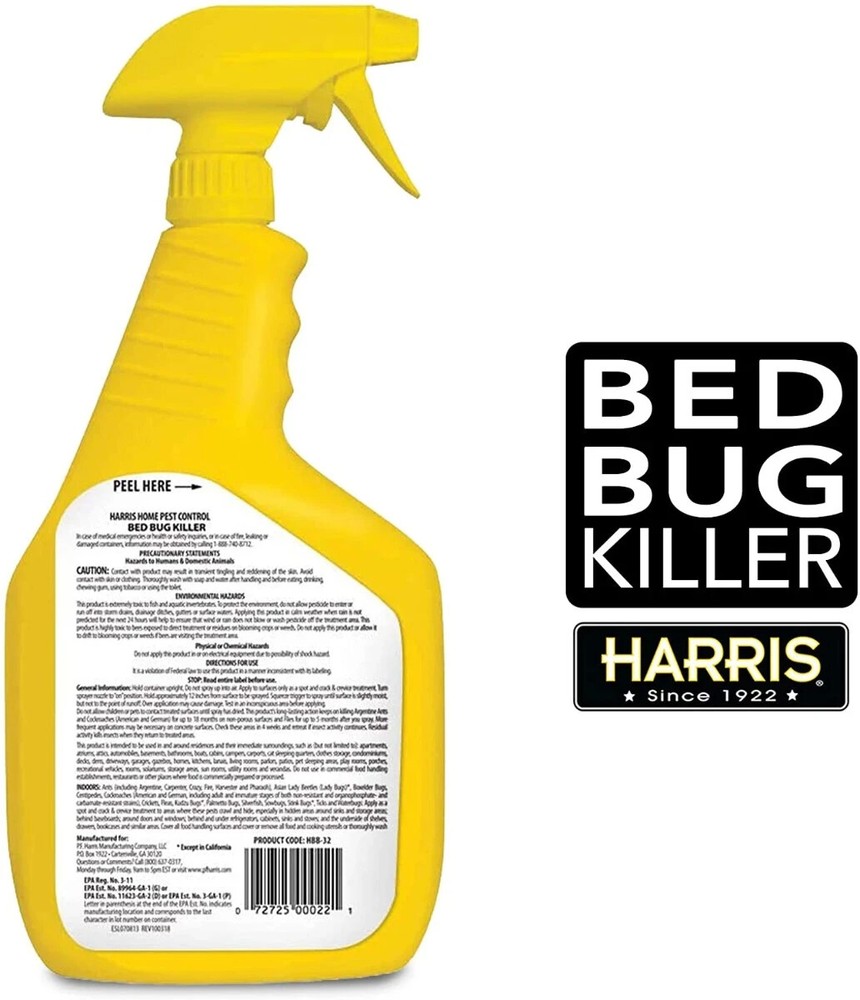Harris Home Pest Control BED BUG & LICE Killer Spray Liquid 32 oz Odorless