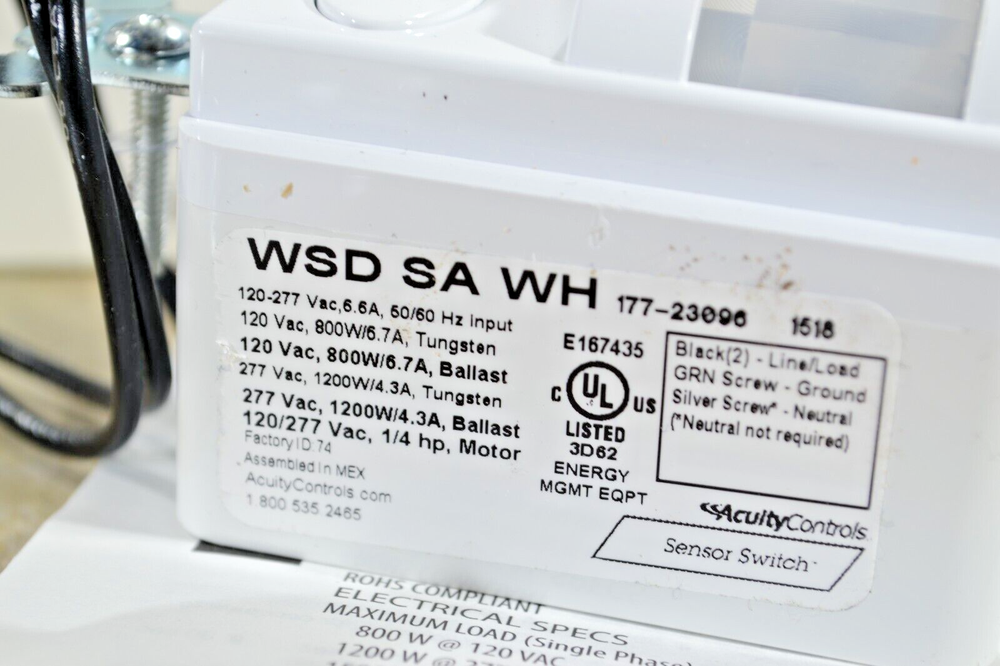 Sensor Switch Motion Detector Switch WSD PDT WH 120/277VAC