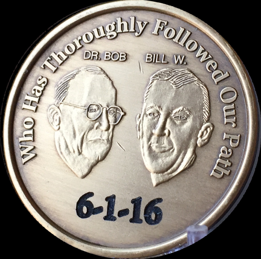 Engraved Sobriety Date AA Founders Medallion Bill Bob Chip Alcoholics Anonymous