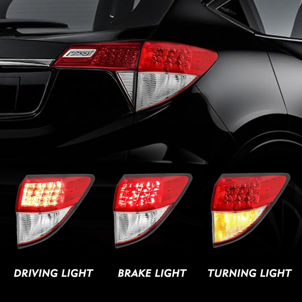 LED Tail Light Assembly for HRV 2016-2022 Right Passenger Side Red Clear