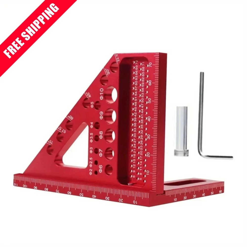 3D Multi-Angle Measuring Ruler 45° 90° Aluminum Woodworking Square Tool