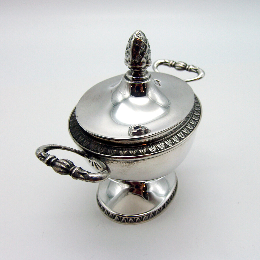 Covered Sugar Bowl Pinecone Finial Swedish 835 Silver