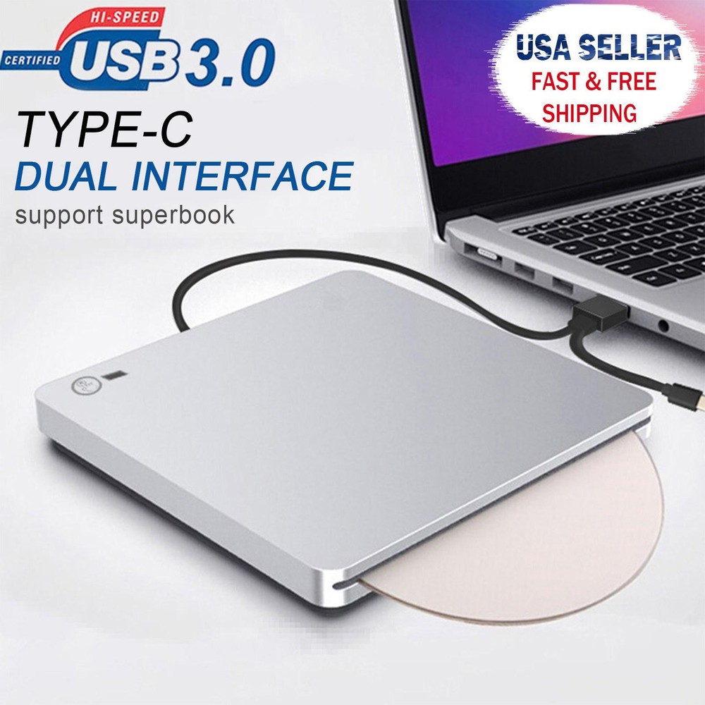 4K Genuine Burner External USB 3.0 Player DVD CD BD Recorder Drive Silver US