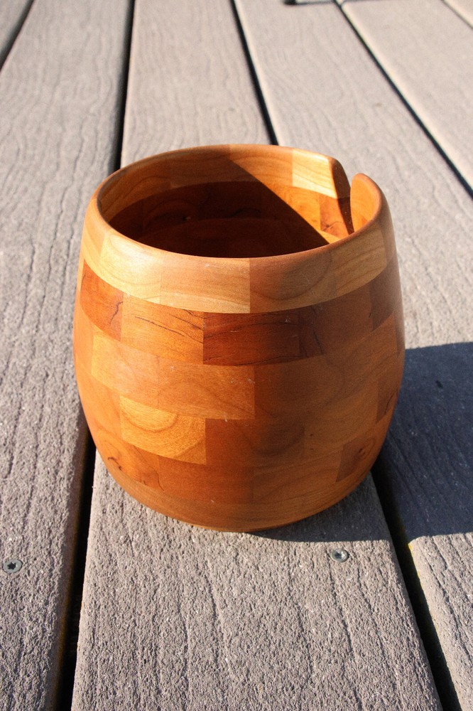 Cherry Wood, Hand Crafted, Knitters Bowl