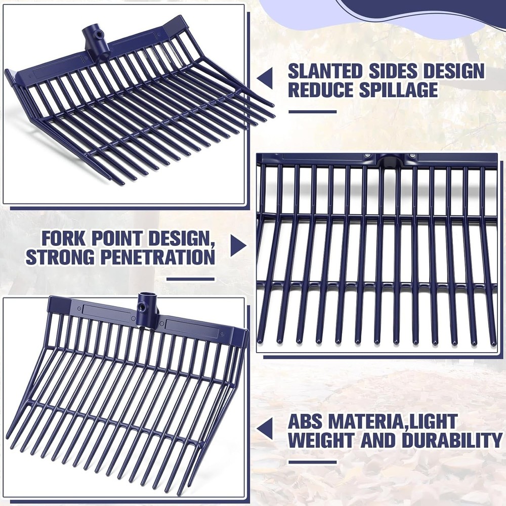 Manure Fork Replacement Head, 18 Tines Pitchfork Head with Screws and Nuts, H...
