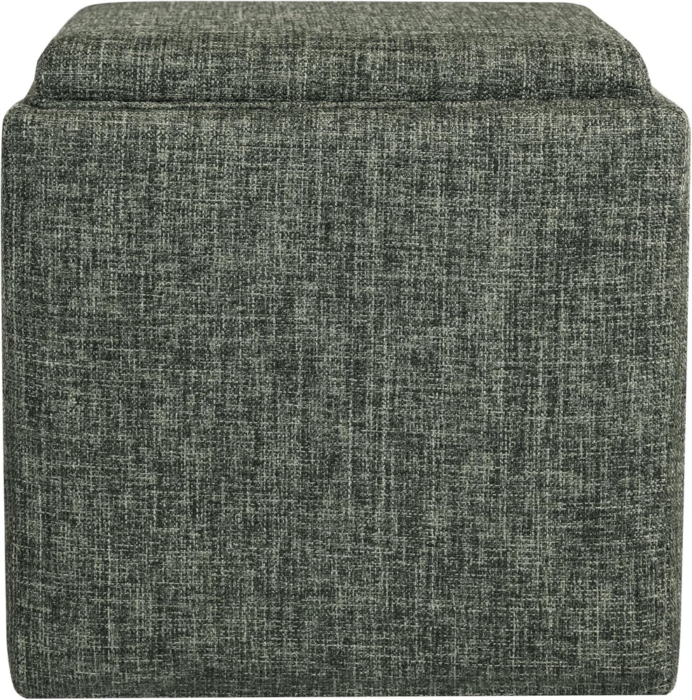 Home Decor Storage Ottoman with Tray Top|Upholstered Modern Square Storage Ottom