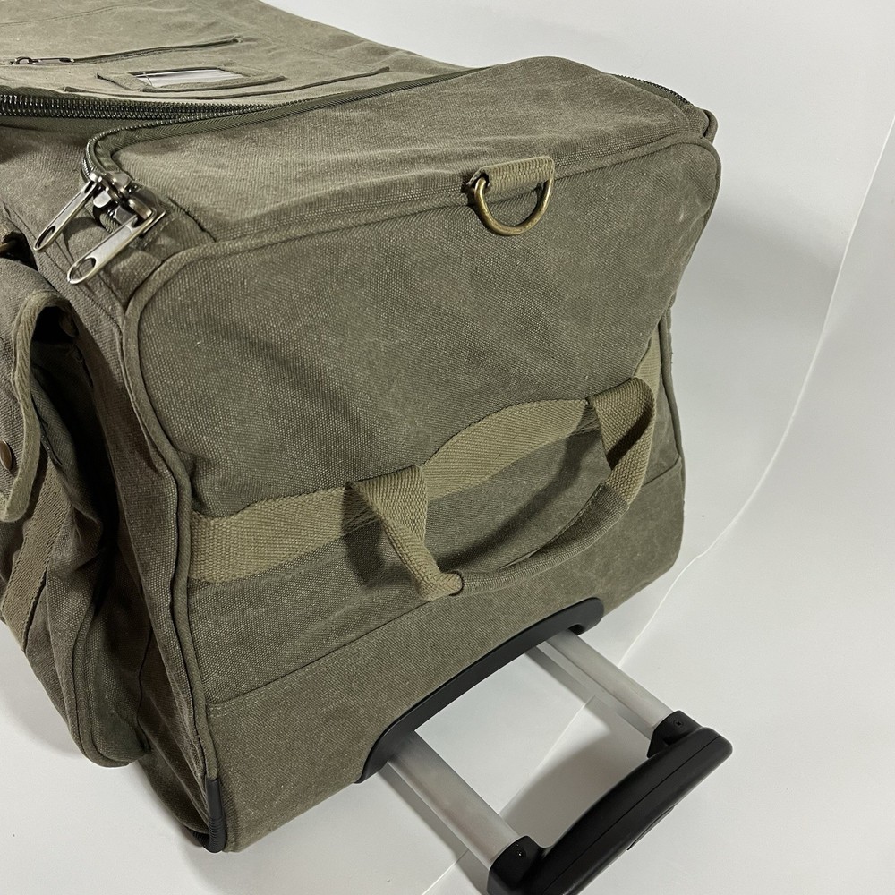 Pop Up Soft Trunk Green Canvas Collapsible Rolling Bag by Everything Summer Camp