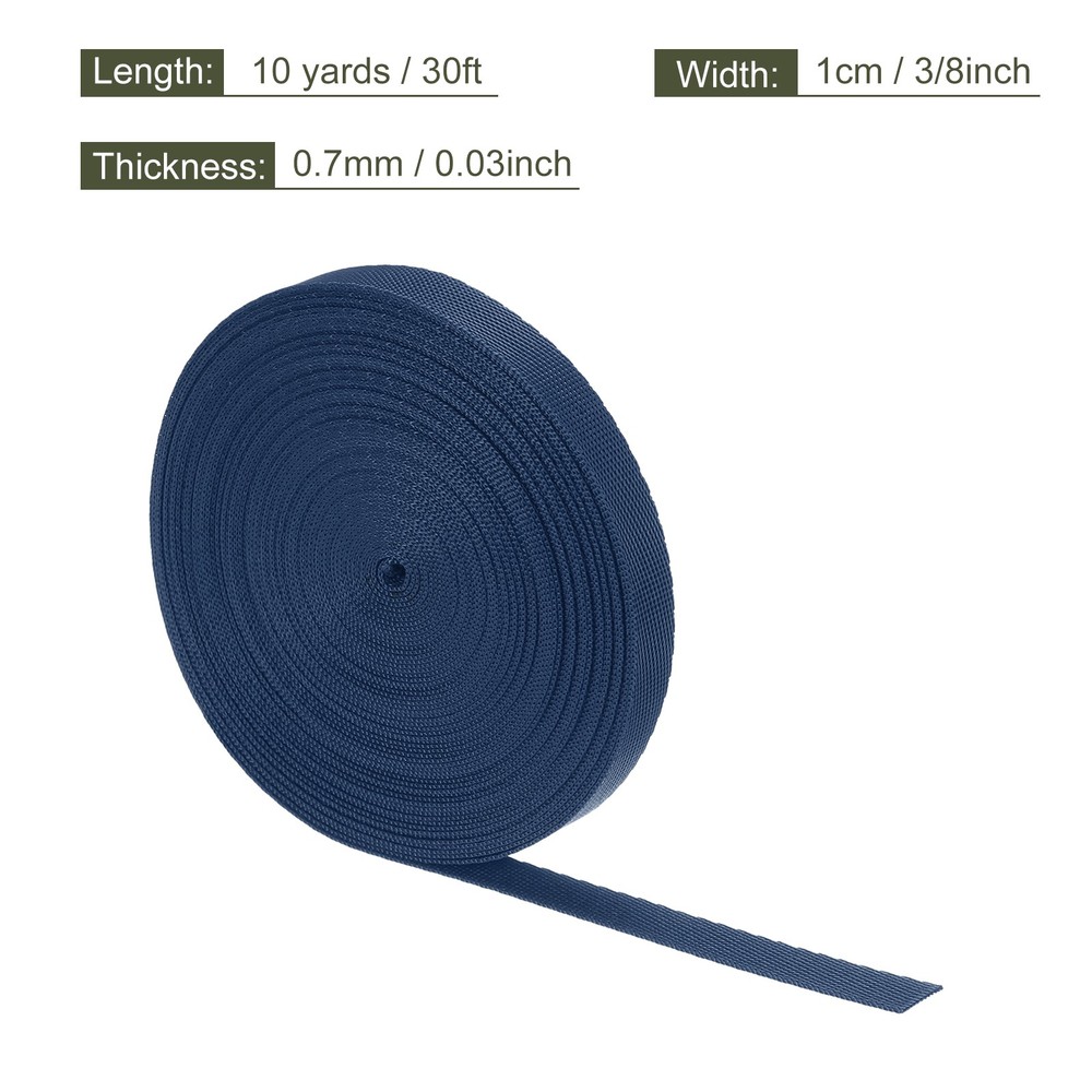 Flat Nylon Webbing Strap 3/8 Inch 10 Yards Dark Blue for Backpack