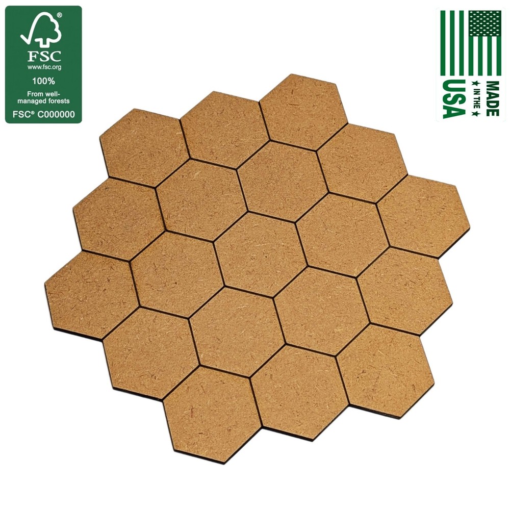 19-Tile Star Multi-Hex 1.25" / 30mm MDF Bases TTRPG Scenery, BattleTech