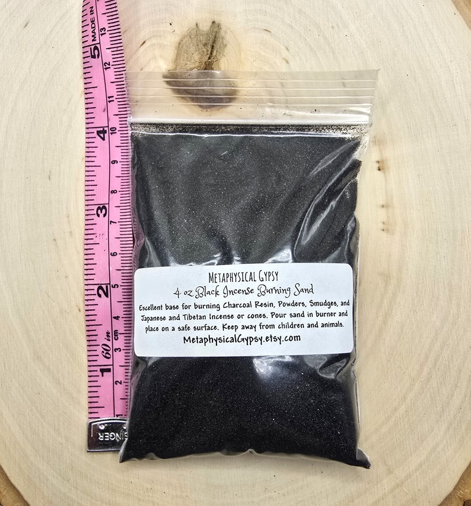 4 oz Black Incense Sand, Base for Burning Charcoal, Incense Burners