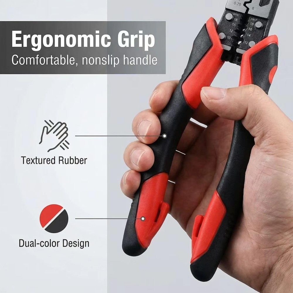3PCS Combination Pliers Set, 9 In 1 Multifunction Electrician Reddish Black
