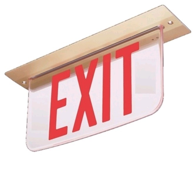 Dual-Lite EV4R LED Ceiling Mount Plastic Exit Sign Red Letters
