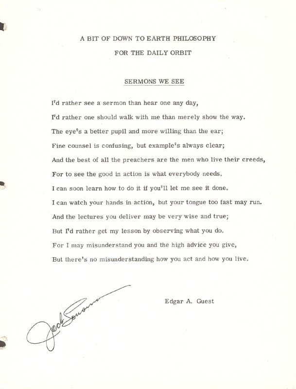 COLONEL JACK LOUSMA - POEM SIGNED