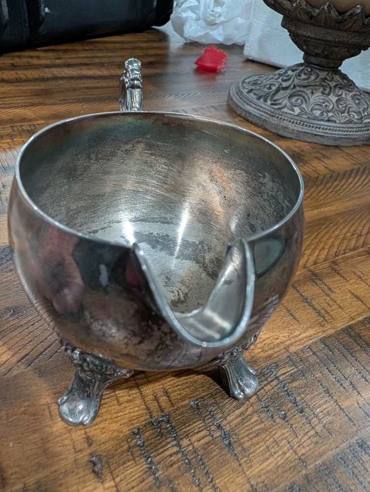 Vintage Silver-Plated Creamer with Ornate Handle