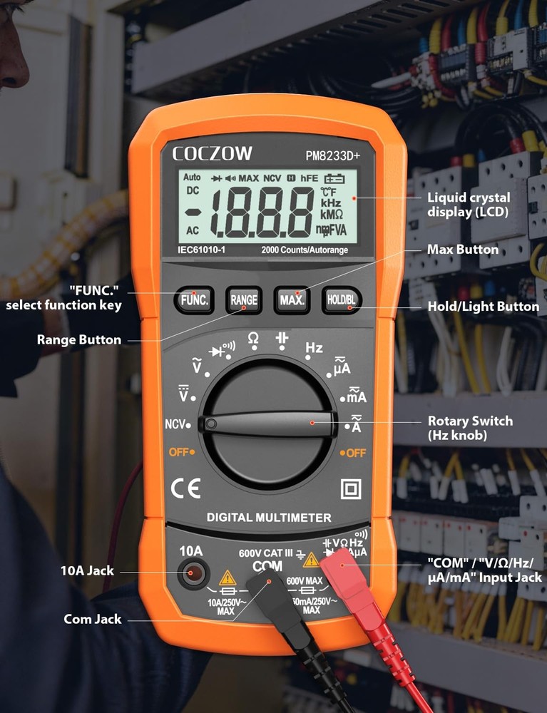 Digital Multimeter,Multimeter Tester, High Sensitivity Voltmeter Black