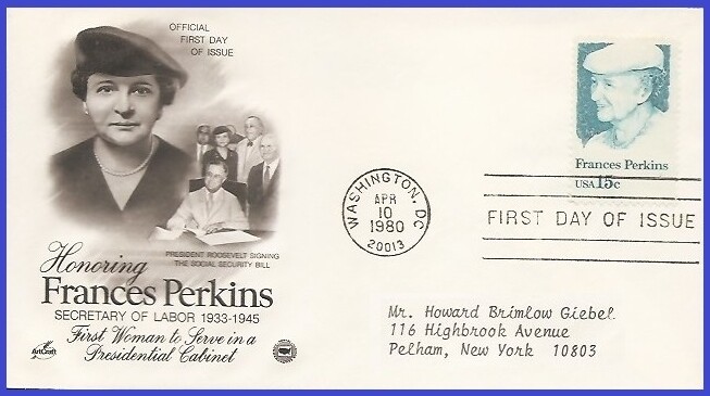 USA3 #1821 ADDR PCS ARTCRAFT FDC   Frances Perkins