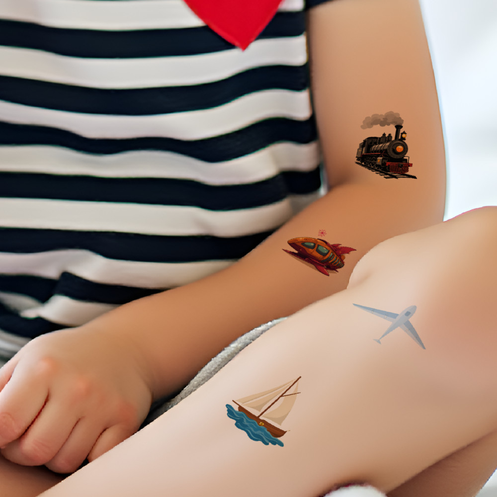 54pcs Temporary Tattoo Temporary Tattoo Stickers Motorcycle Train Bicycle