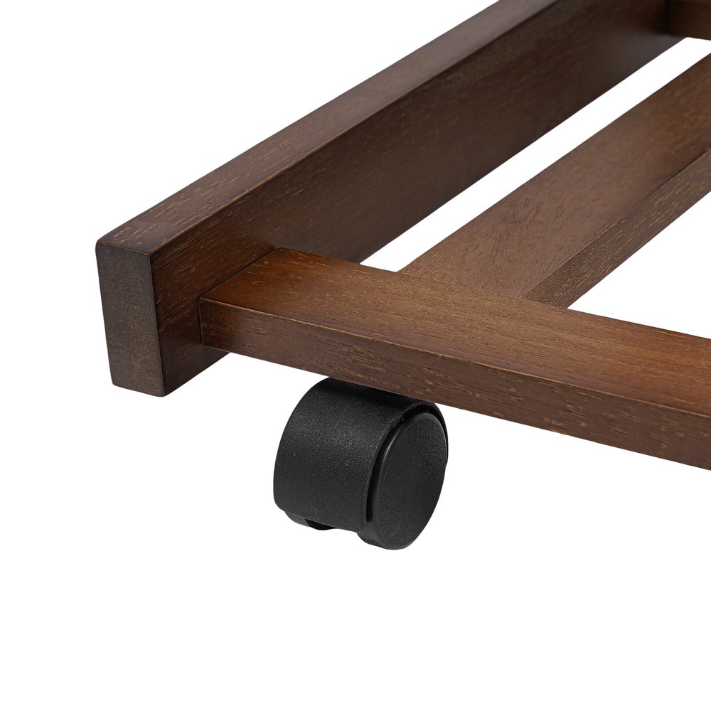 C-shaped End Table W/ Universal Wheels Walnut-colored Freestand Small Side Table