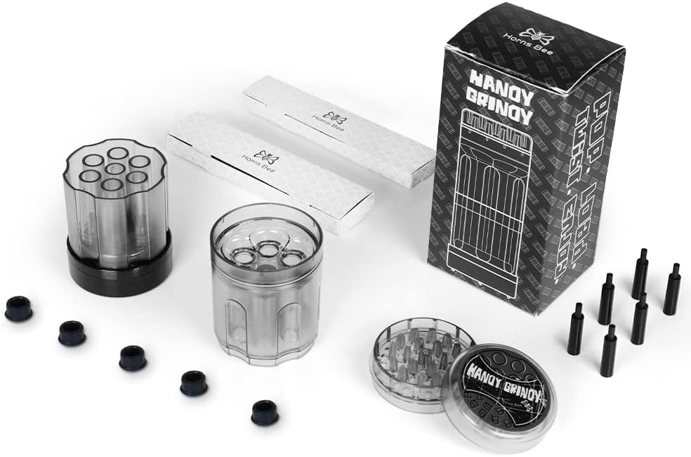 Portable Herb Grinder Cone Cigarette Maker (Holds 6 Cone Blanks Simultaneously)