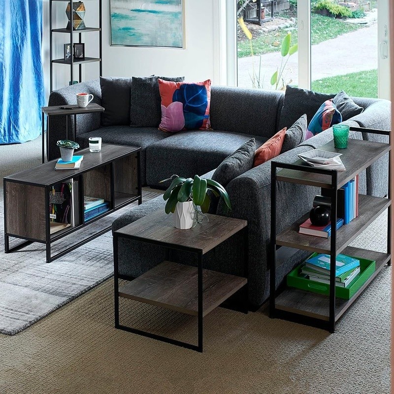 Flexible TV Stand W/ Storage Multi Cube Compartments Coffee Table LP Records New