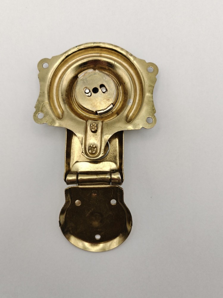 LONG Gold Metal Trunk Lock Solid Pattern Hinge Mechanism Metal Finish with Keys