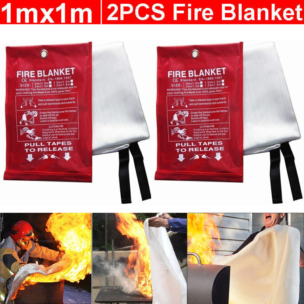 2Pack Large Fire Blanket Fireproof for Home Kitchen Office Emergency Safety