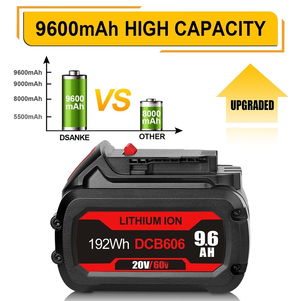 2PACK 9.6Ah For DeWALT DCB609 FLEXVOLT 20V/60V MAX DCB606 Lithium-Ion Battery