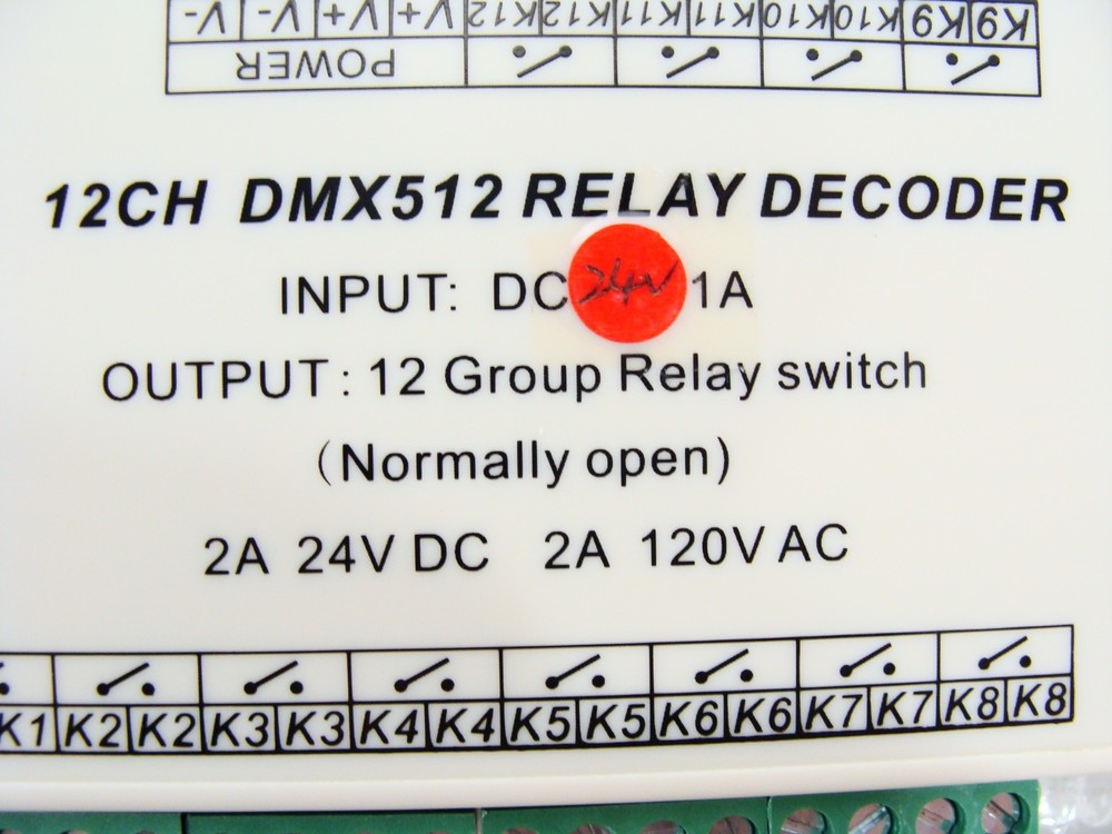 DMX Relay Switch Decoder DMX512 12ch LED Lighting Controller 24v 1A Normal Open