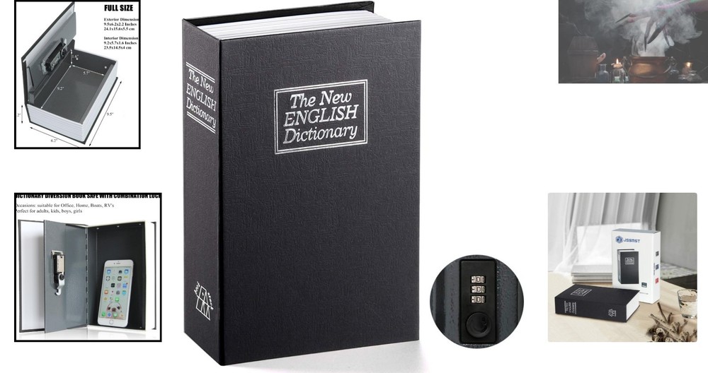 Stylish Dictionary Book Safe with Combination Lock - Secure & Elegant Storage