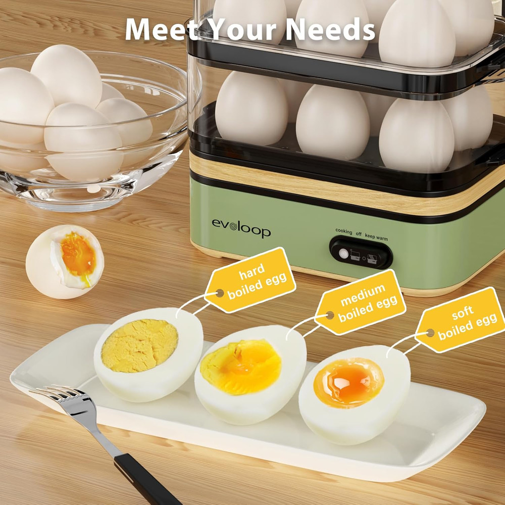 Rapid Egg Cooker Electric 12 Eggs Capacity, Soft, Medium, Hard Boiled, Poached,