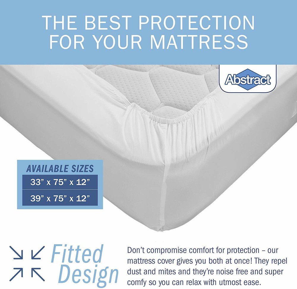 Abstract Vinyl Mattress Protector Corner Fitted Style Cover - White (33" X 75")