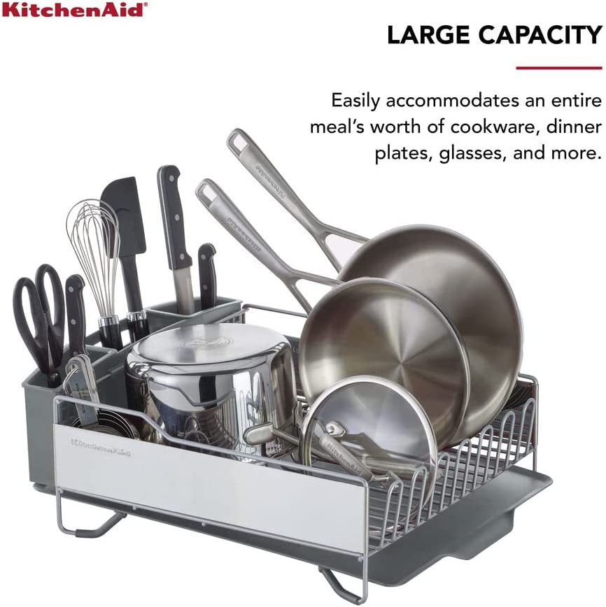 Kitchenaid Large Capacity Full Size Rust Resistant Dish Rack with Angled Drain B