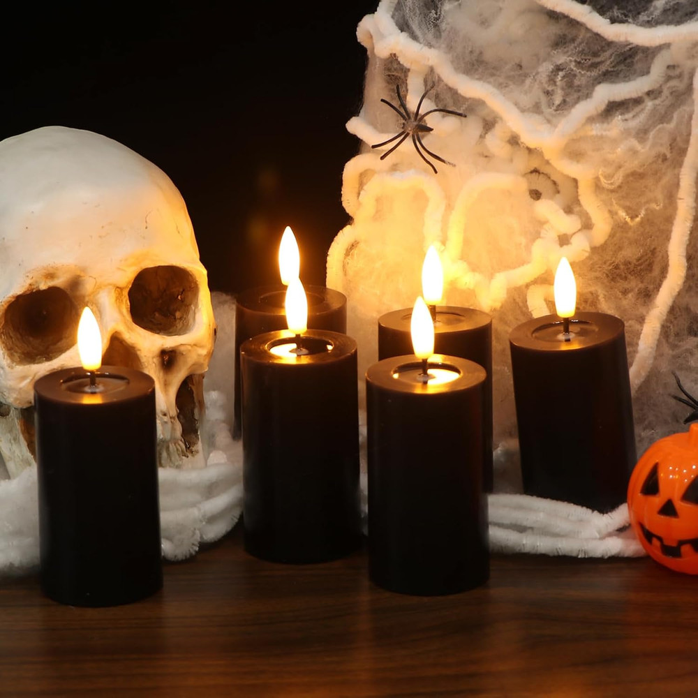 Halloween Decorations Mirror Surface Candles with Remote Timer, Battery Operated