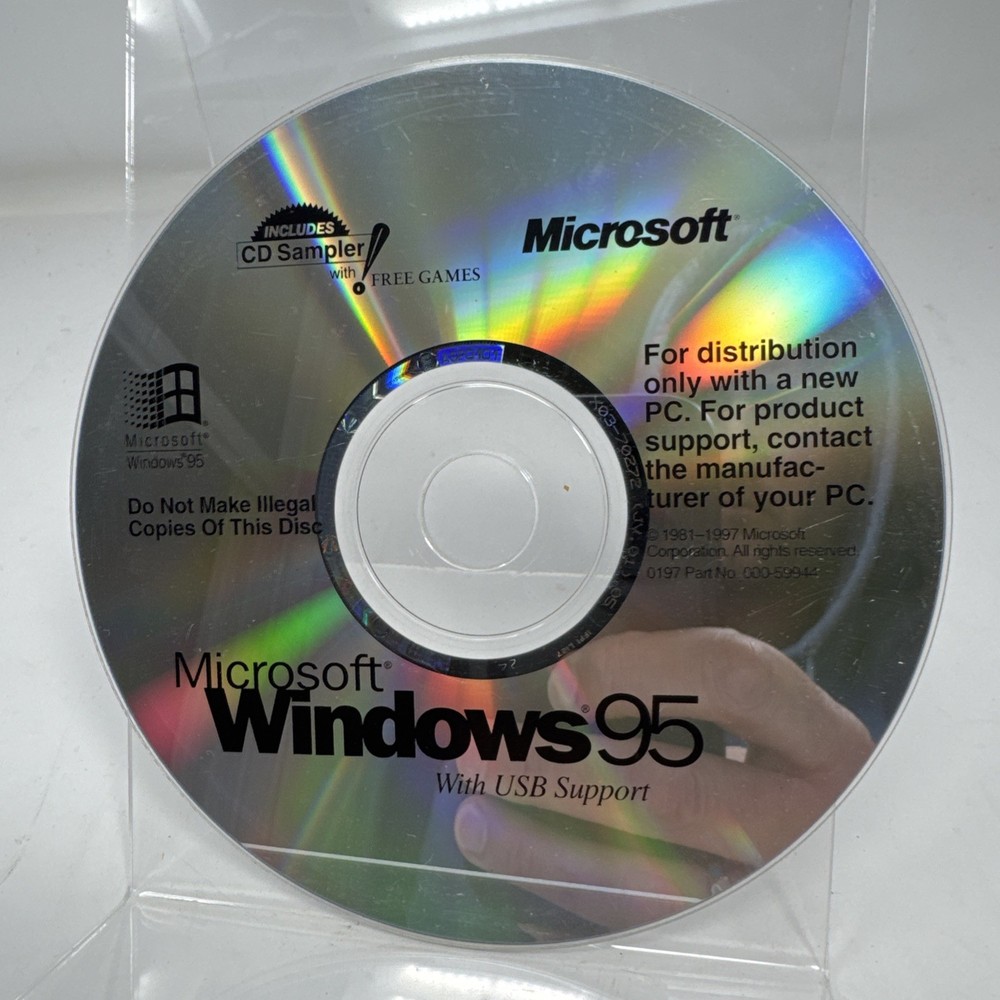 ⭐️⭐️⭐️⭐️⭐️ USED Vintage Microsoft Windows 95 With USB Support Disc Only