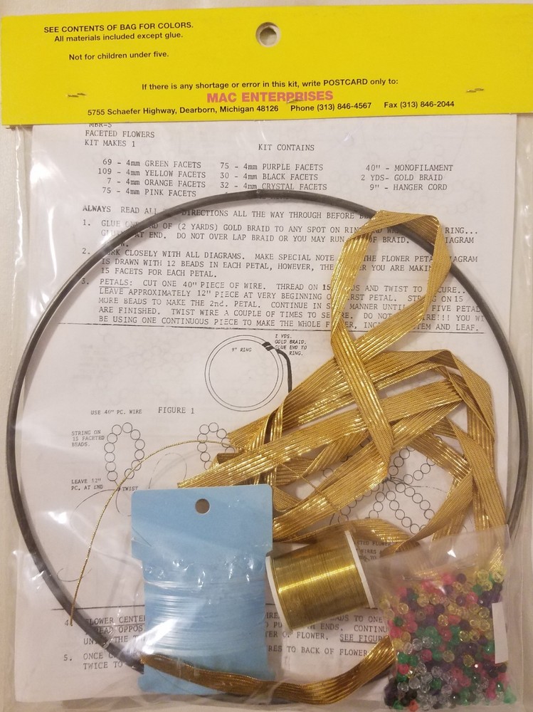 Beaded Flower Mobile MAC-A-BEAD-EZE Beading Craft Kit Mac Enterprises Vintage