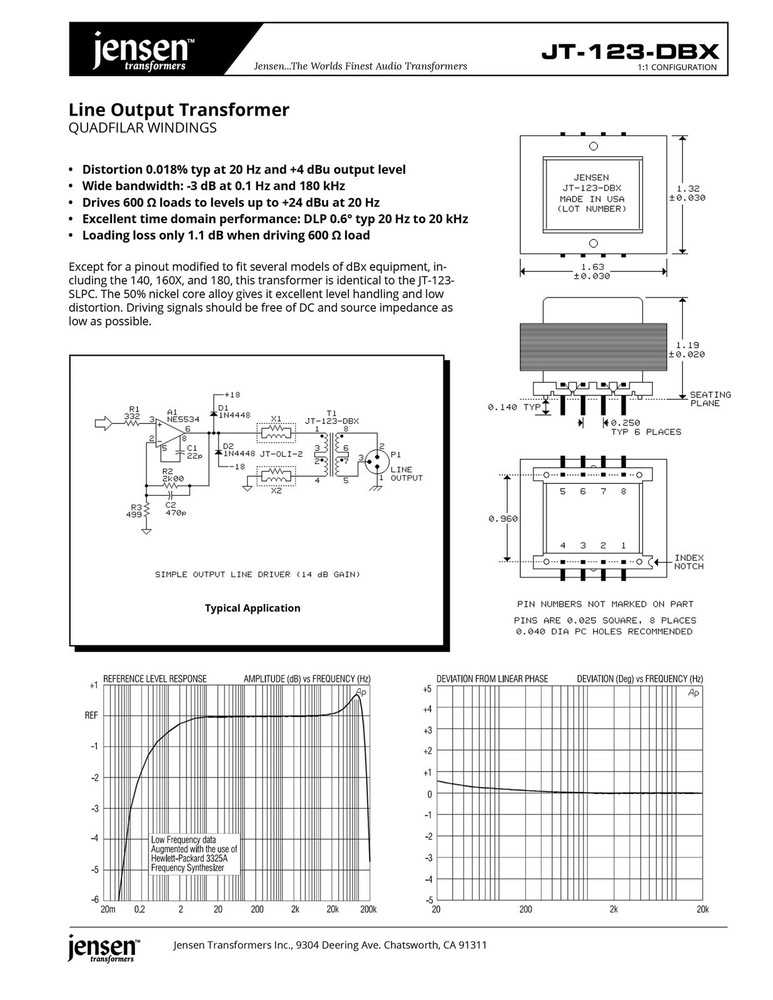 Line Audio Output Transformer Jensen Transformers JT-123-DBX