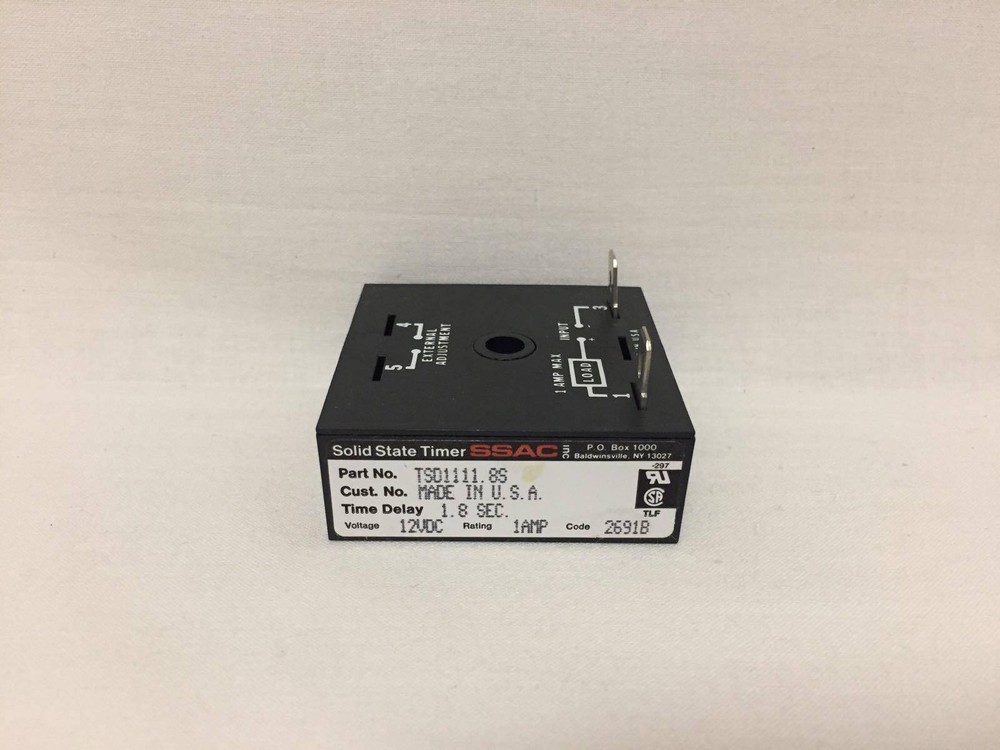SSAC TSD1111.8S - Solid State 12VDC 1.8 Second Fixed Delay-On-Make Timer